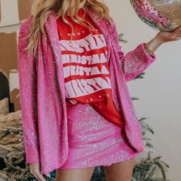 NEW Show Me Your Mumu Dance Blazer Disco Pink Sequins Size Medium - Picture 2 of 14